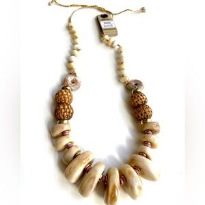 Anthropologie Statement Necklace with Semi-Precious Beads Adjustable Boho-Chic